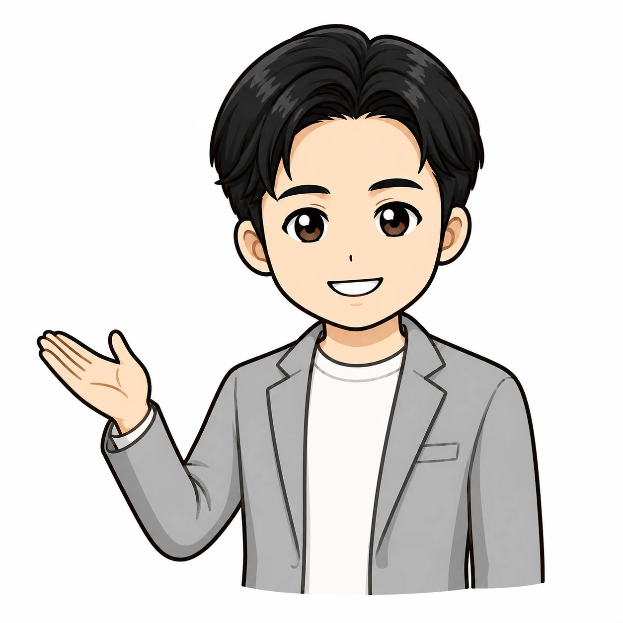 手を差し伸べるみやけんのイラスト